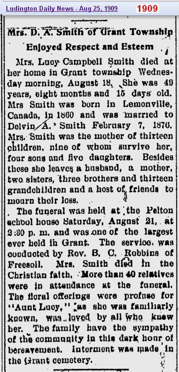 0 - obit - Ludy Campbell Smith - 25 Aug 1909 - Mich